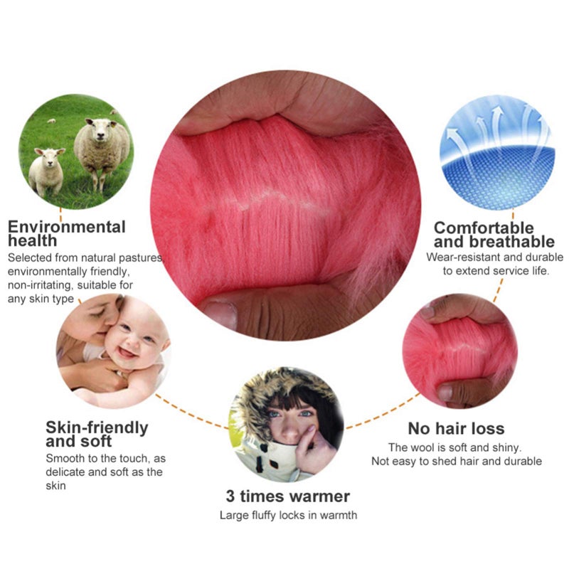 SPANICE 3 Pcs Car Steering Wheel Cover & Handbrake Cover & Gear Shift Cover Set Faux Wool Warm Winter (Pink) - Image 5